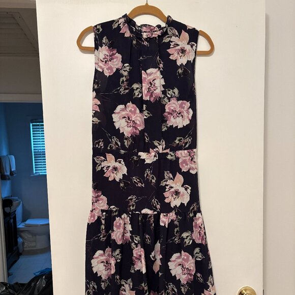 Rebecca Taylor Navy Magnolia Crepe Dress Size 4 - Picture 6 of 8